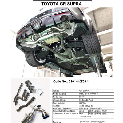 HKS 2019+ טויוטה GR Supra ללא OPF Dual Hi-Power Tip Catback טיטניום