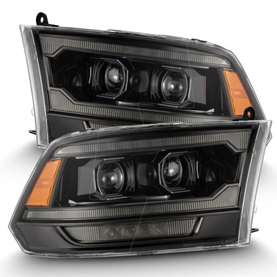 AlphaRex 09-18 Ram 2500 LUXX LED Proj פנס ​​קרש סגנון Alpha Blk w/Activ Light/Seq Signal/DRL