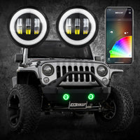XK Glow 4In Black RGB LED ג'יפ רנגלר אור ערפל XKchrome Bluetooth App מבוקרת ערכה
