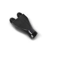 Russell Performance Billet Y-Block מתאם 3/8 אינץ' SAE Qick Disconnect (2) -6AN Male Flare Black