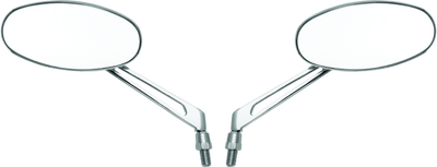 BikeMaster מראה אובלית זרוע מעובדת עם מתאמי 10 מ"מ/ים 10 מ"מ/HD - זוג - כרום