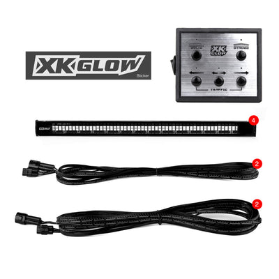 XK Glow Tube Strobe אורות עם מצבי תנועה אולטרה LEDs מספר מצבים + קבוע דולק - אדום 8pc 12in
