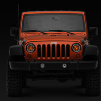 Raxiom 97-18 Jeep Wrangler TJ/JK Axial Spider LED פנס עם Amber DRL- Chrome Hsng (עדשה שקופה)