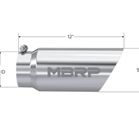 MBRP Universal Tip 5 OD Dual Wall Angled 4 כניסות 12 אורך