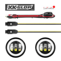 XK Glow 4In Black RGB LED ג'יפ רנגלר אור ערפל XKchrome Bluetooth App מבוקרת ערכה