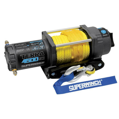 Superwinch 4500 LBS 12V DC 1/4in x 50ft חבל סינטטי Terra 4500SR כננת - קמט אפור
