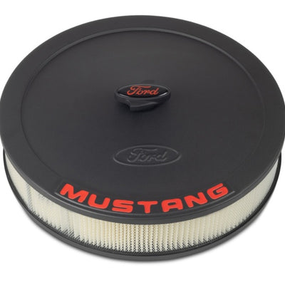 ערכת מנקה אוויר של פורד רייסינג - גימור קמט שחור עם סמל מוסטנג אדום