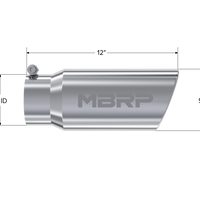 MBRP Universal Tip 5 OD Angled Rolled End 4 כניסת 12 אורך