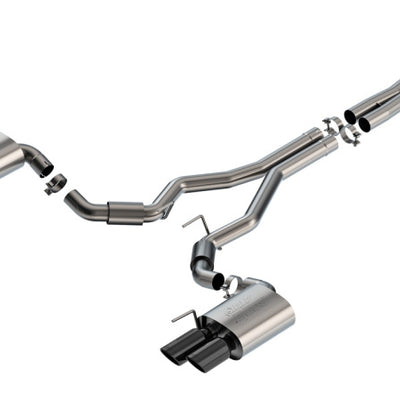 Borla 2024 Ford Mustang GT 5.0L V8 3 ב-ATAK Catback Non Active Exhaust- Black Chrome Quad Tip