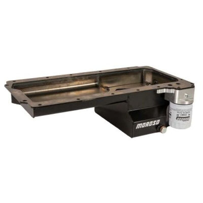 Moroso GM LS Swap/Early F-Body (עם/Rear Sump/Spin-On מתאם מסנן) שקע רטוב 6 אינץ' מחבת שמן פלדה - Blk