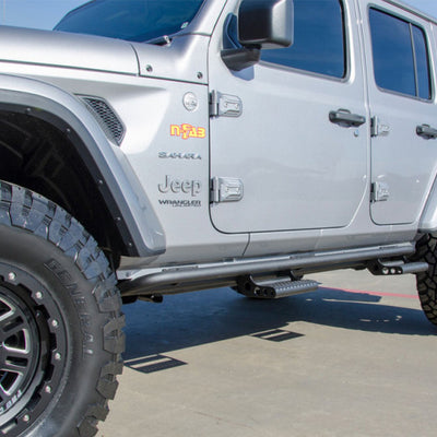 N-Fab RKR Rails 2018 Jeep Wrangler JL 4 Door Dab אורך - שחור מבריק - 1.75in