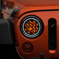 Raxiom 97-18 Jeep Wrangler TJ/JK Axial Spider LED פנס עם Amber DRL- Chrome Hsng (עדשה שקופה)