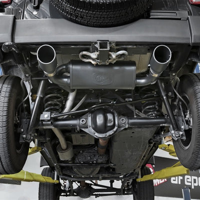 aFe Rebel Series 2.5in 409 SS אגזוז סרן-גב עם טיפים שחורים 2007+ ג'יפ רנגלר (JK) V6 3.6L/3.8L