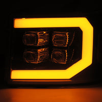 AlphaRex 07-13 GMC 1500HD NOVA LED Proj פנסי Plank - Jet Black w/Activ Light/Seq Signal/DRL