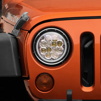 Raxiom 97-18 Jeep Wrangler TJ/JK Axial Spider LED פנס עם Amber DRL- Chrome Hsng (עדשה שקופה)