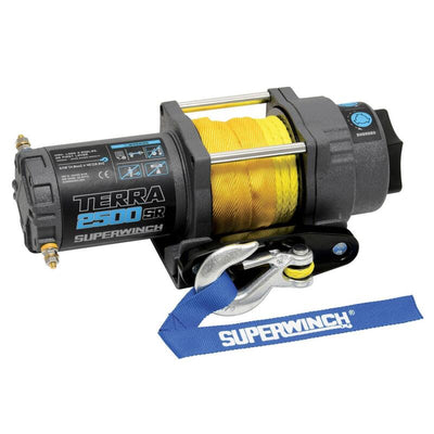Superwinch 2500 LBS 12V DC 3/16in x 40ft חבל סינטטי Terra 2500SR כננת - קמט אפור