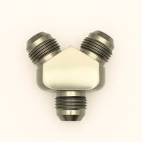 DeatschWerks 8AN זכר התלקחות + 8AN זכר התלקחות ל-8AN זכר התלקחות Y-Block Fitting