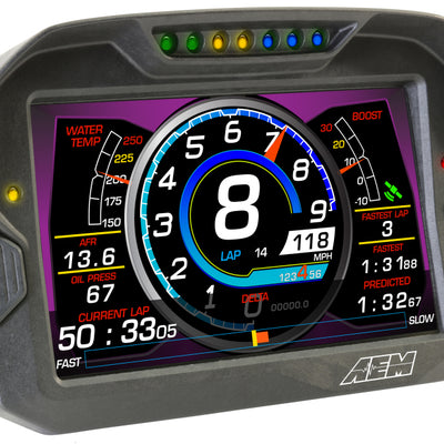 AEM CD-7 ללא רישום GPS מאופשר Race Dash סיבי פחמן תצוגה דיגיטלית ללא VDM (כניסת CAN בלבד)