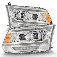AlphaRex 09-18 Dodge Ram 2500 LUXX LED Proj פנסי Plank Style Chrm w/Activ Light/Seq Signal/DRL