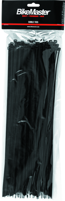 קשרי כבלים BikeMaster 15 אינץ' (חבילה של 100) - שחור